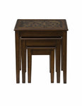 3-Piece Nesting Chairside Table with Mosaic Tile Inlay, Baroque Brown