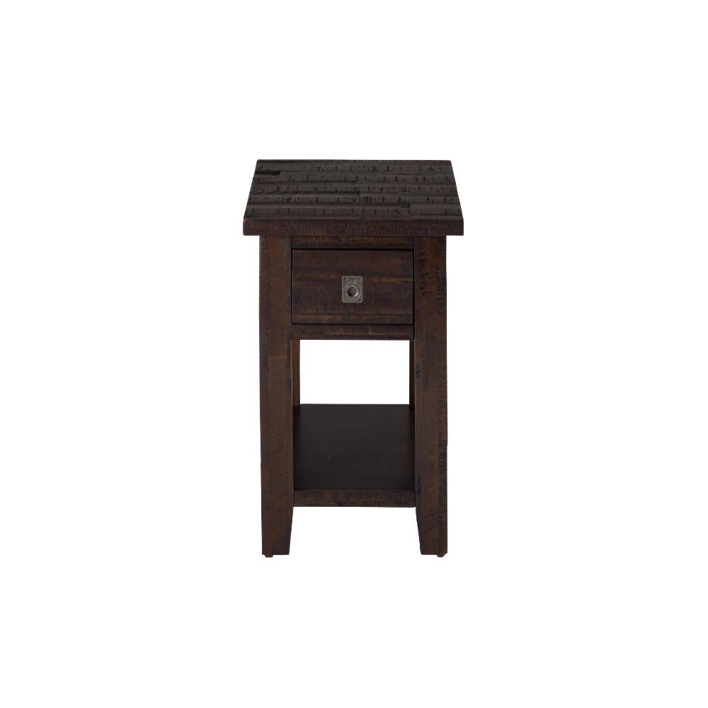 Wooden Chairside Table with Drawer And Bottom Shelf, Chocolate Brown