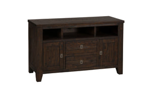 Wooden Media Unit With 2 Drawers And 3 Shelves , Chocolate Brown