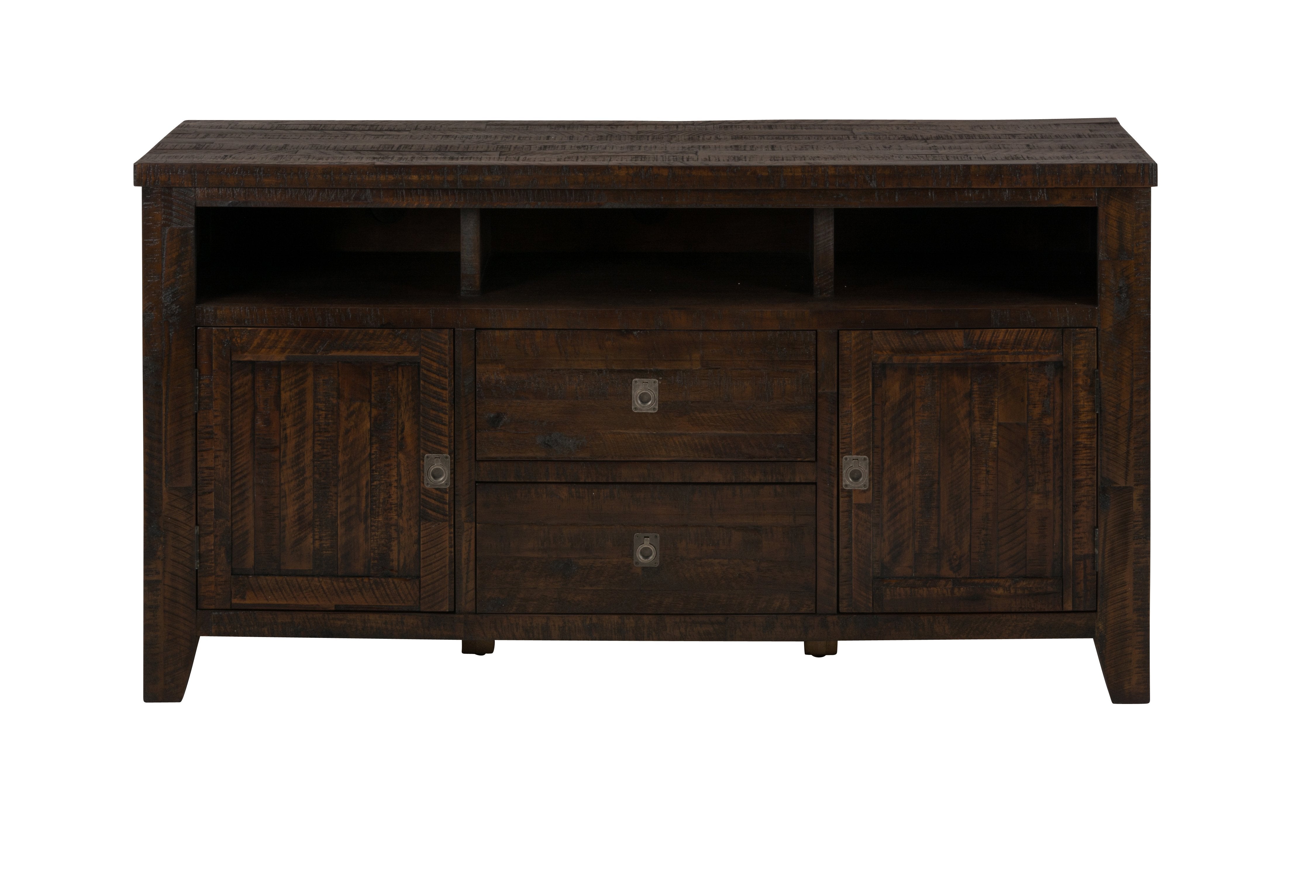 Wooden Media Unit with 2 door Cabinets, Chocolate Brown