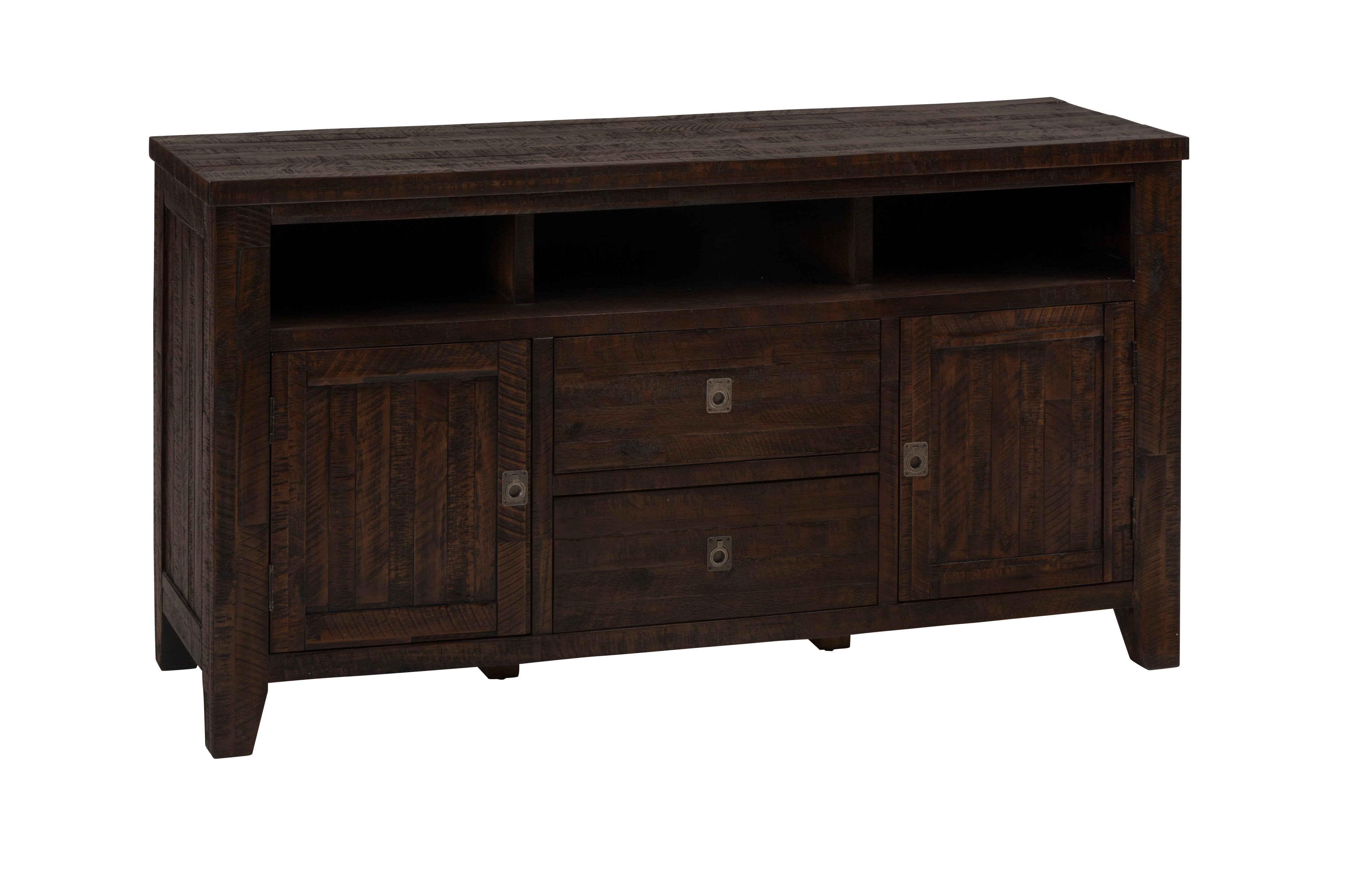 Wooden Media Unit with 2 door Cabinets, Chocolate Brown