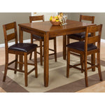 Wooden Counter Height Table With 4 Stools, Brown and Black, Pack Of 5