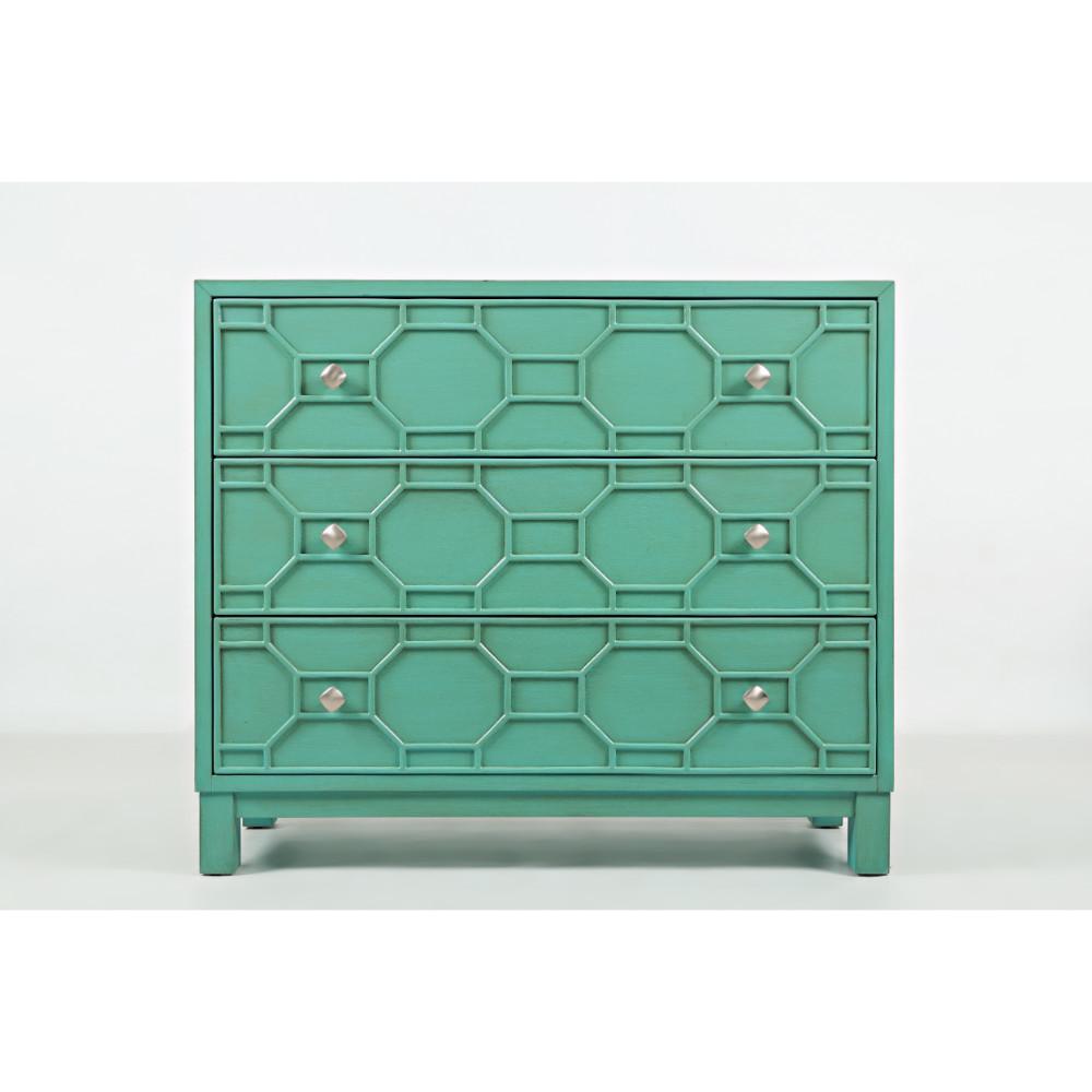 Wooden Accent Chest With 3 Spacious Drawers, Turquoise Green