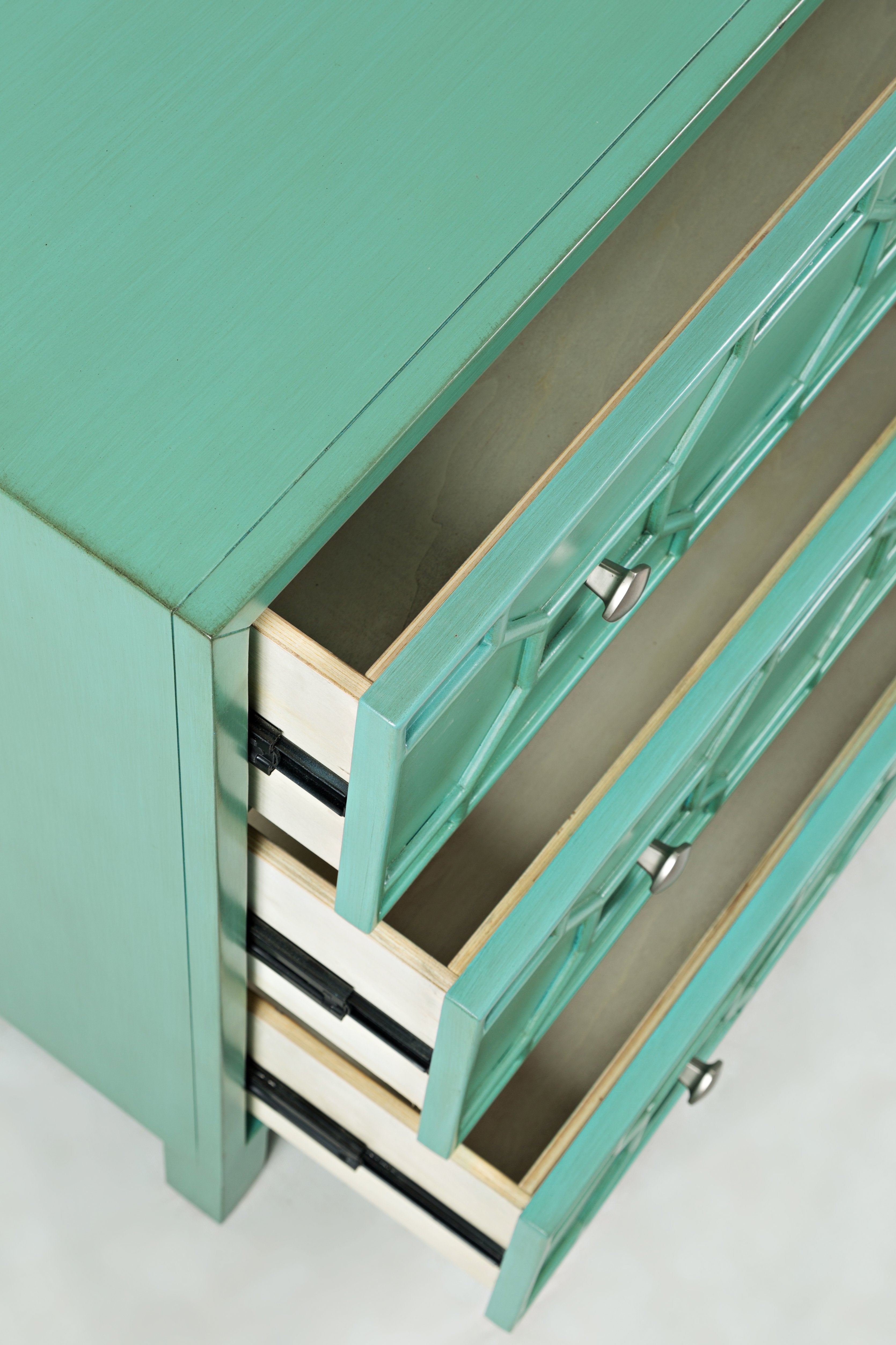 Wooden Accent Chest With 3 Spacious Drawers, Turquoise Green