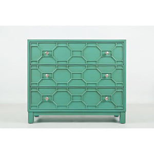 Wooden Accent Chest With 3 Spacious Drawers, Turquoise Green