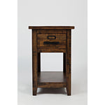 Wooden Chairside Table With Drawer & Shelf, Brown