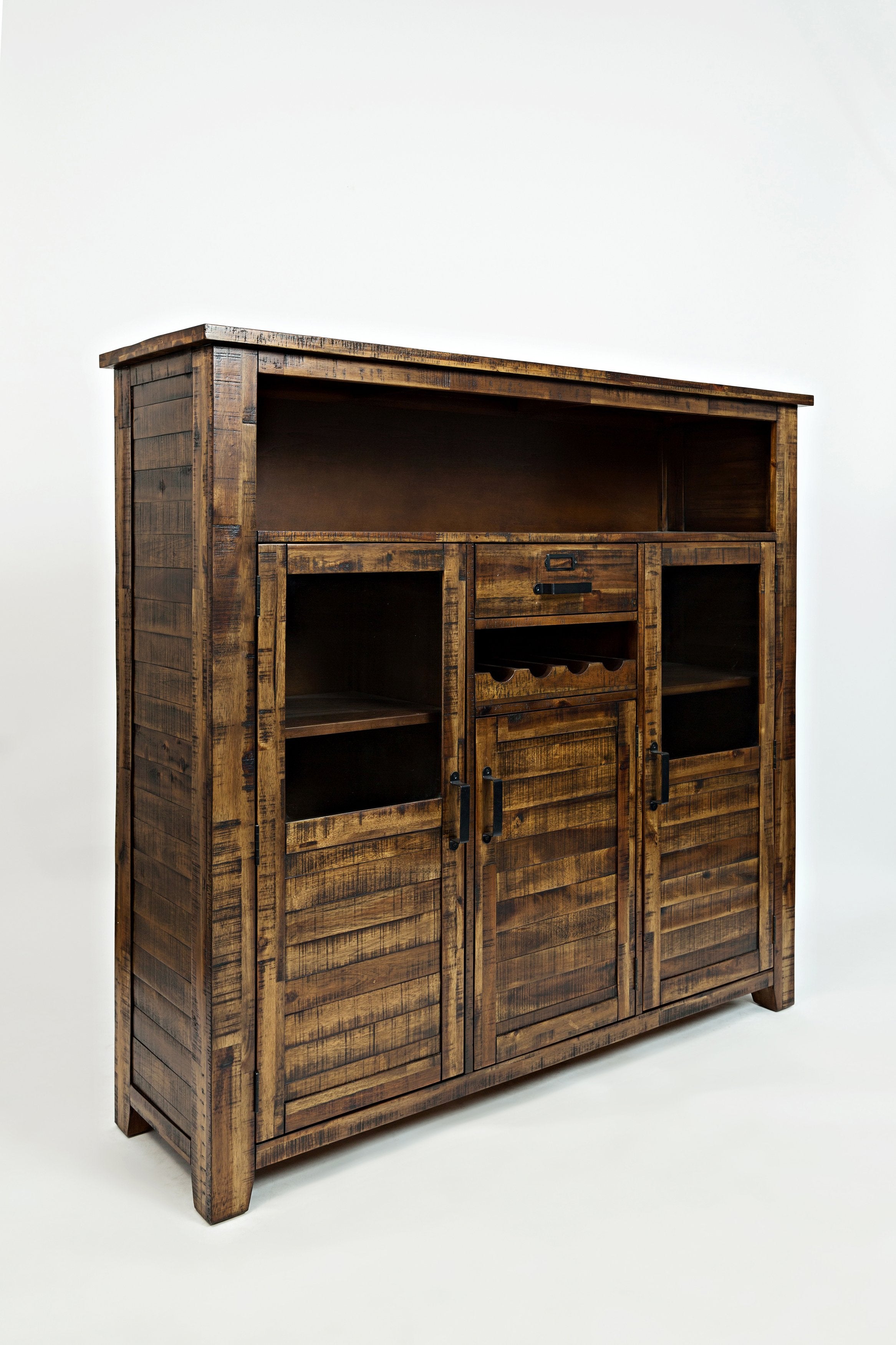 Wooden Wine Cabinet With Spacious Storage, Brown