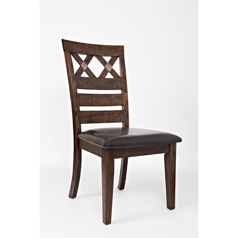 Wooden Dining Chair With Upholstered Seat and Designer Back, Set of two, Brown