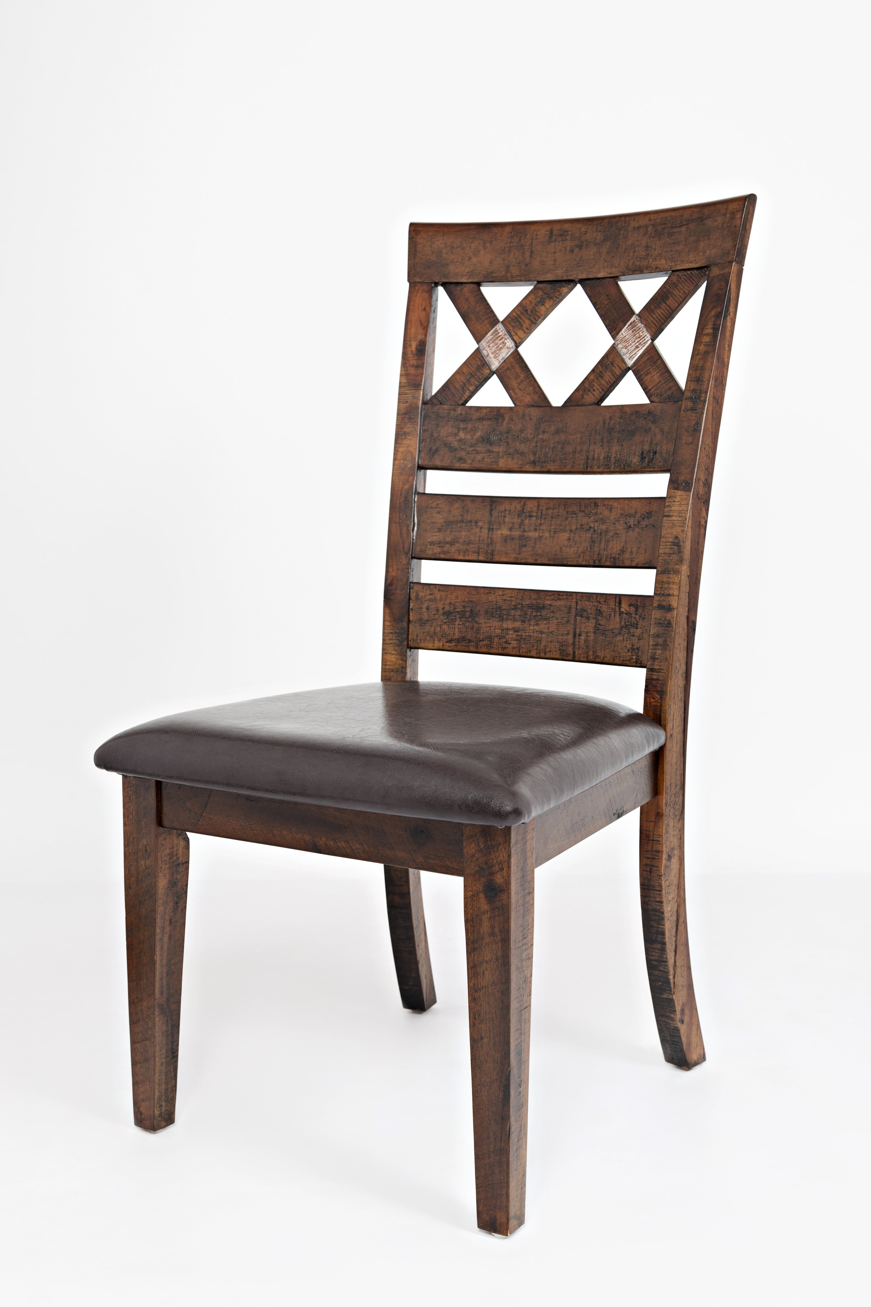 Wooden Dining Chair With Upholstered Seat and Designer Back, Set of two, Brown