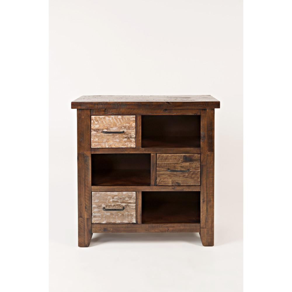 Wooden Accent Chest With 3 Drawers and 3 Shelves, Brown