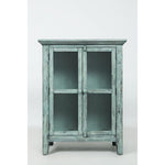 Wood Accent Cabinet With 2 Doors In Distressed Finish, Blue