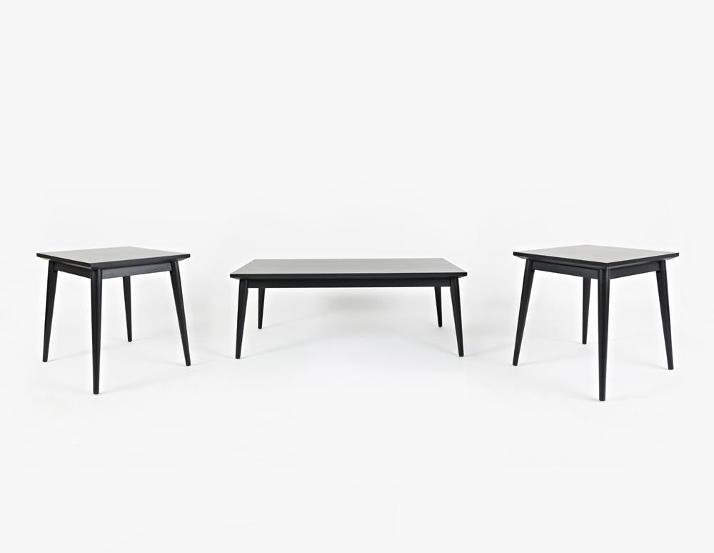 3 Piece Wooden Tables With Splayed Legs, Dark Charcoal Gray