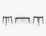 3 Piece Wooden Tables With Splayed Legs, Dark Charcoal Gray