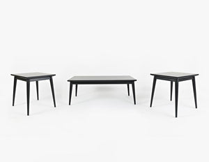 3 Piece Wooden Tables With Splayed Legs, Dark Charcoal Gray