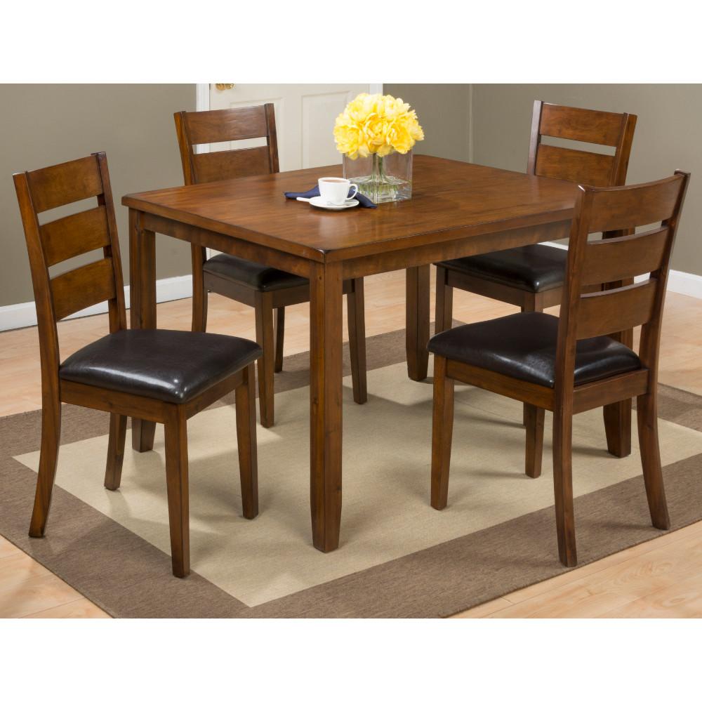 5 Pack Wooden Table and Chair Set, Brown and Black