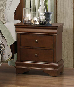 Wooden Night Stand With Hidden Drawer, Cherry Brown