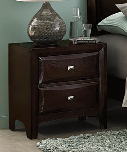 2 Drawers Wooden Night Stand in Espresso Brown