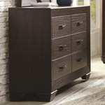 Wooden Transitional Six Drawer Dresser, Dark Cocoa Brown