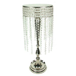 Aluminum Stand With Crystal Hangings, Silver And Clear