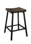 Wooden Counter Height Stool with Metal Legs, Pack Of Two, Black and Brown