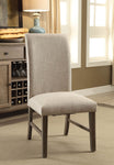 Wooden Side Chair With Cream Fabric Upholstery, Brown, Pack Of Two