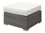 Aluminium Frame Faux Polyester Square Ottoman, Small, White and Gray