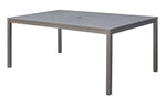 Aluminum Framed Patio Dining Table with Block Leg Support, Gray