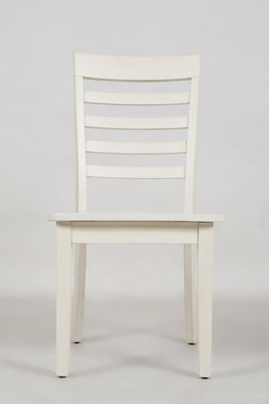 Wooden Dining Chair with Ladder Back Design, Set of Two, White