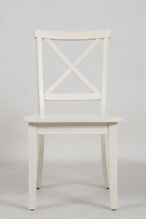 Wooden Dining Chair with "X" Cross Back Design, Set of Two, White