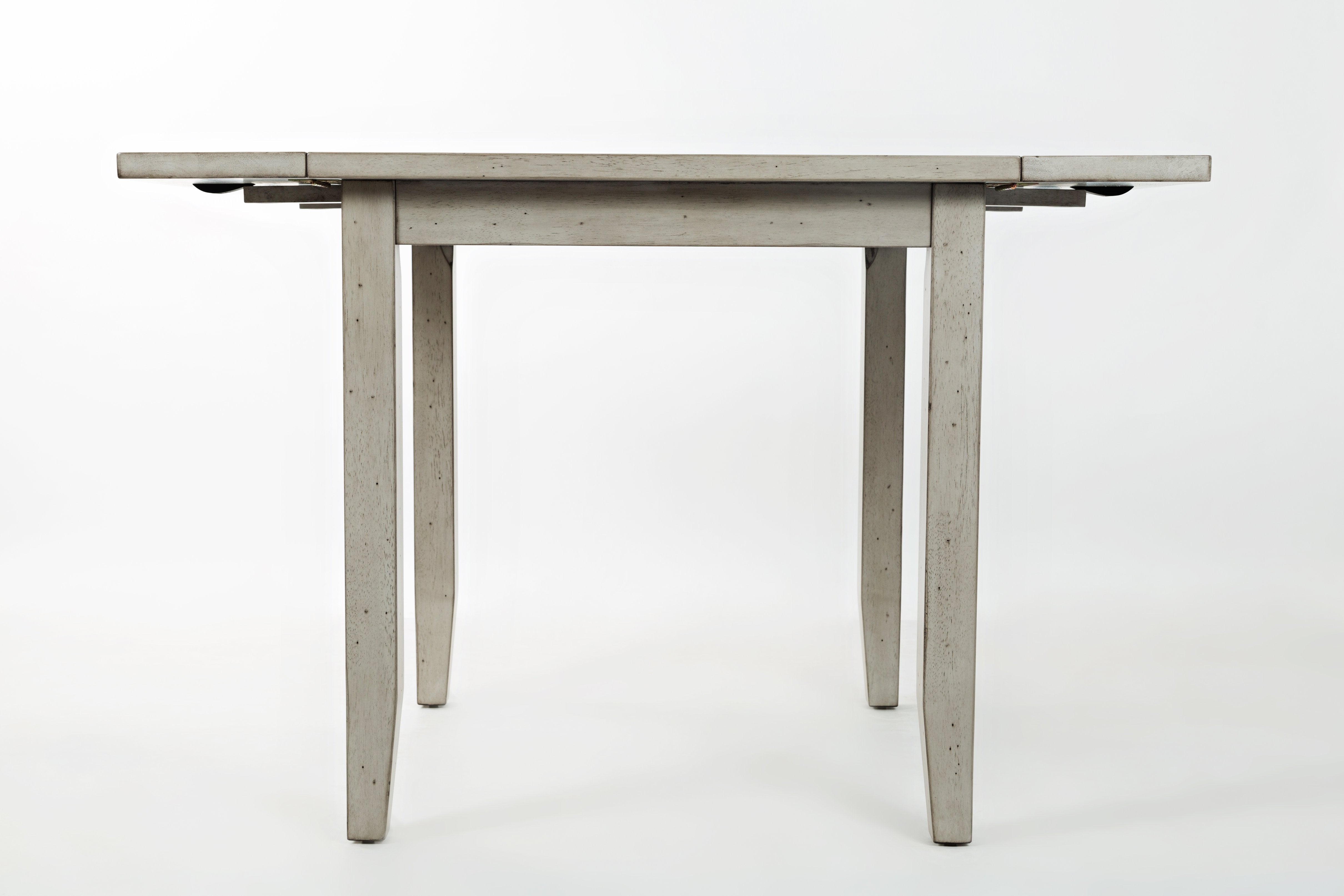 Wooden Drop Leaf Table With Ceramic Tiles Inserted Top, Distressed Gray