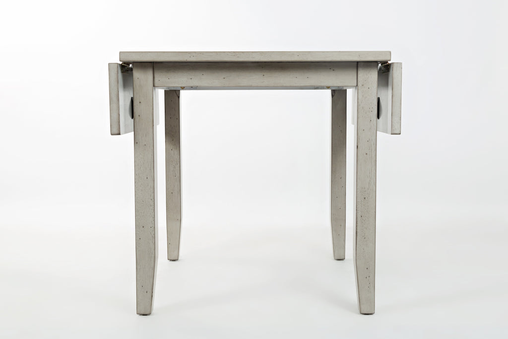 Wooden Drop Leaf Table With Ceramic Tiles Inserted Top, Distressed Gray