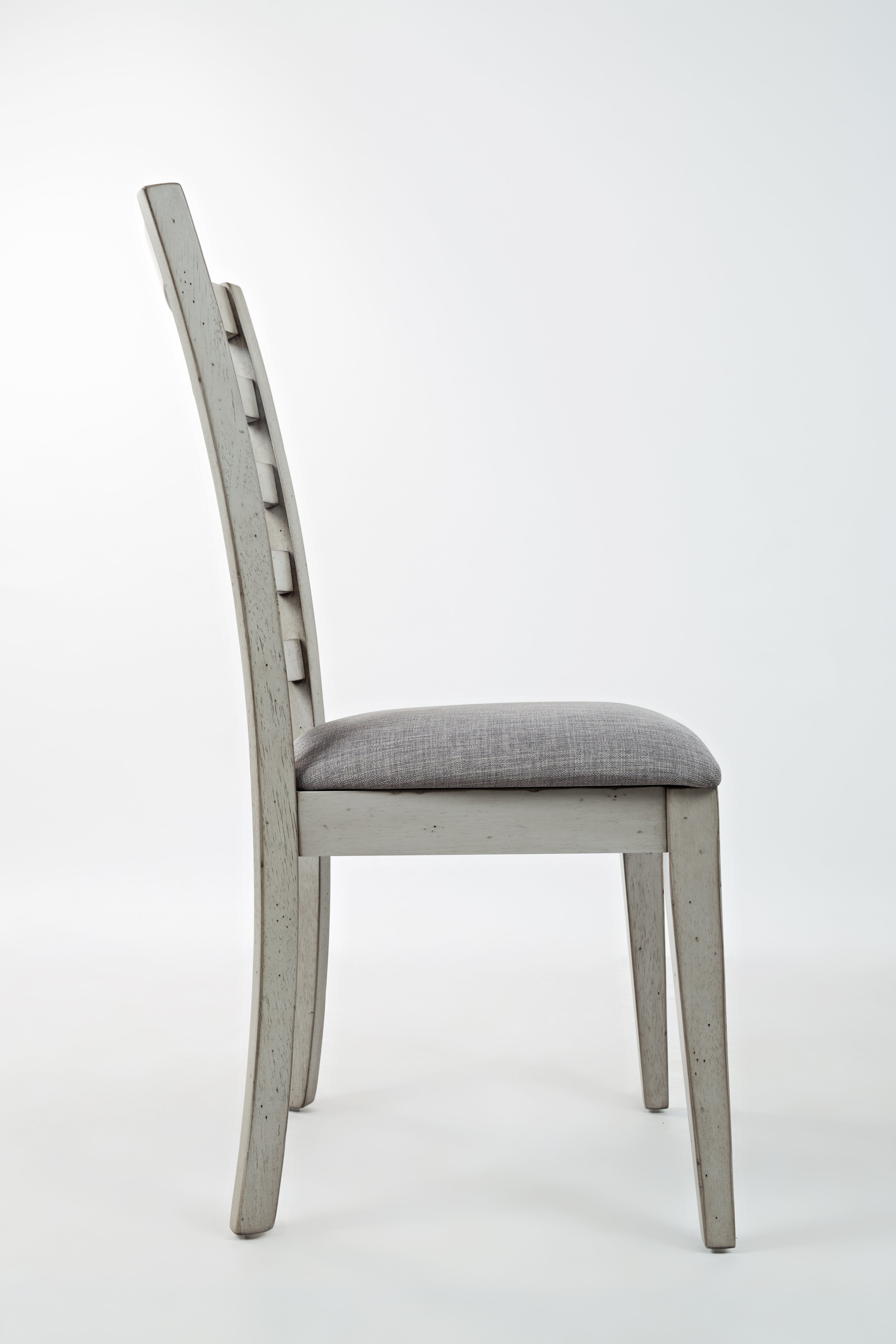 Wooden Dining Chair with Fabric Upholstered Seat, Set of Two, Gray