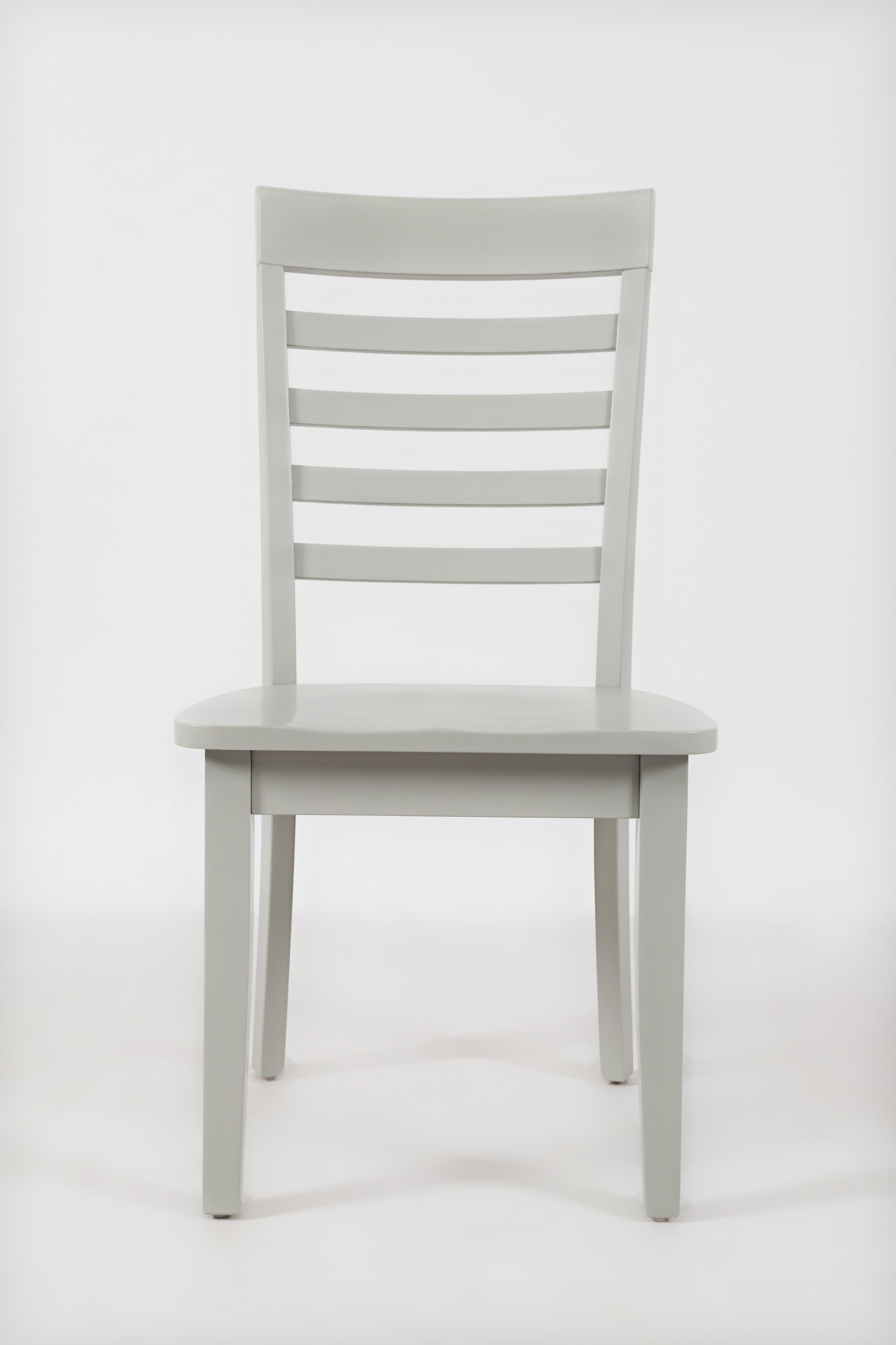 Wooden Dining Chair with Ladder Back Design, Set of Two, Light Gray