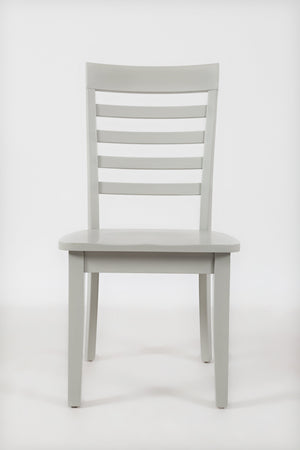 Wooden Dining Chair with Ladder Back Design, Set of Two, Light Gray