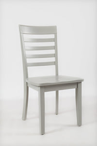 Wooden Dining Chair with Ladder Back Design, Set of Two, Light Gray