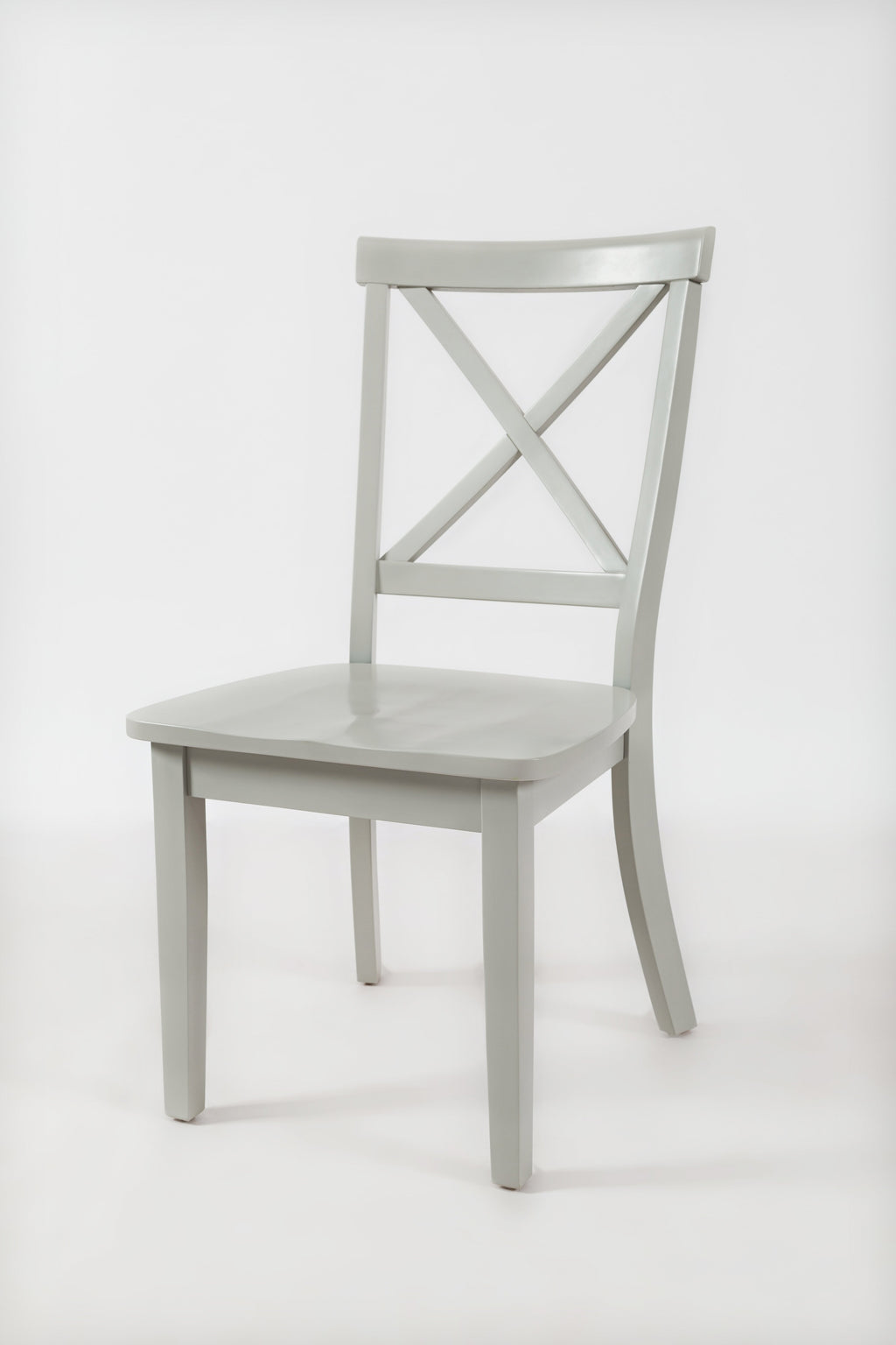 Wooden Dining Chair with "X" Cross Back Design, Set of Two, Light Gray