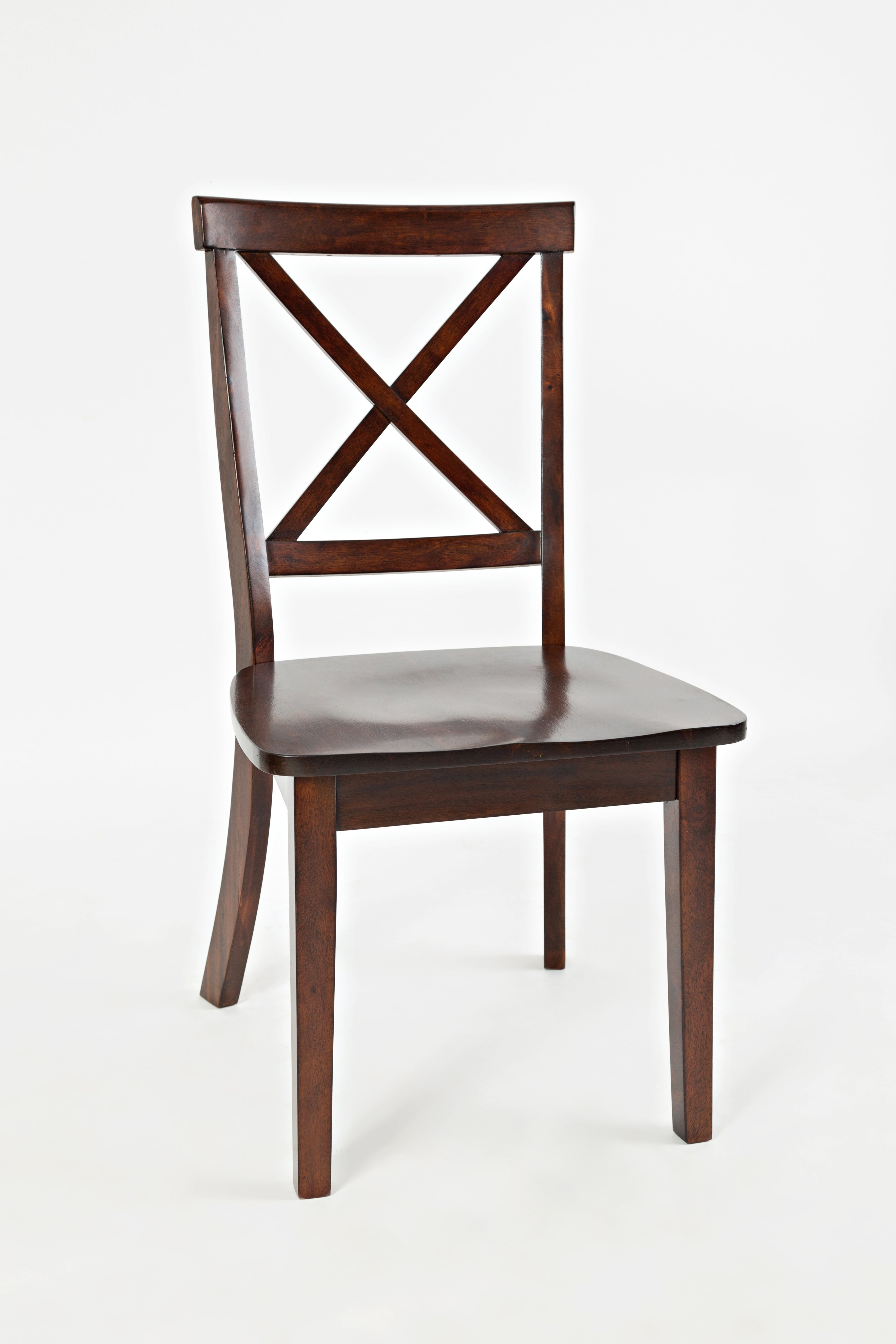 Wooden Dining Chair with "X" Cross Back Design, Set of Two, Espresso Brown