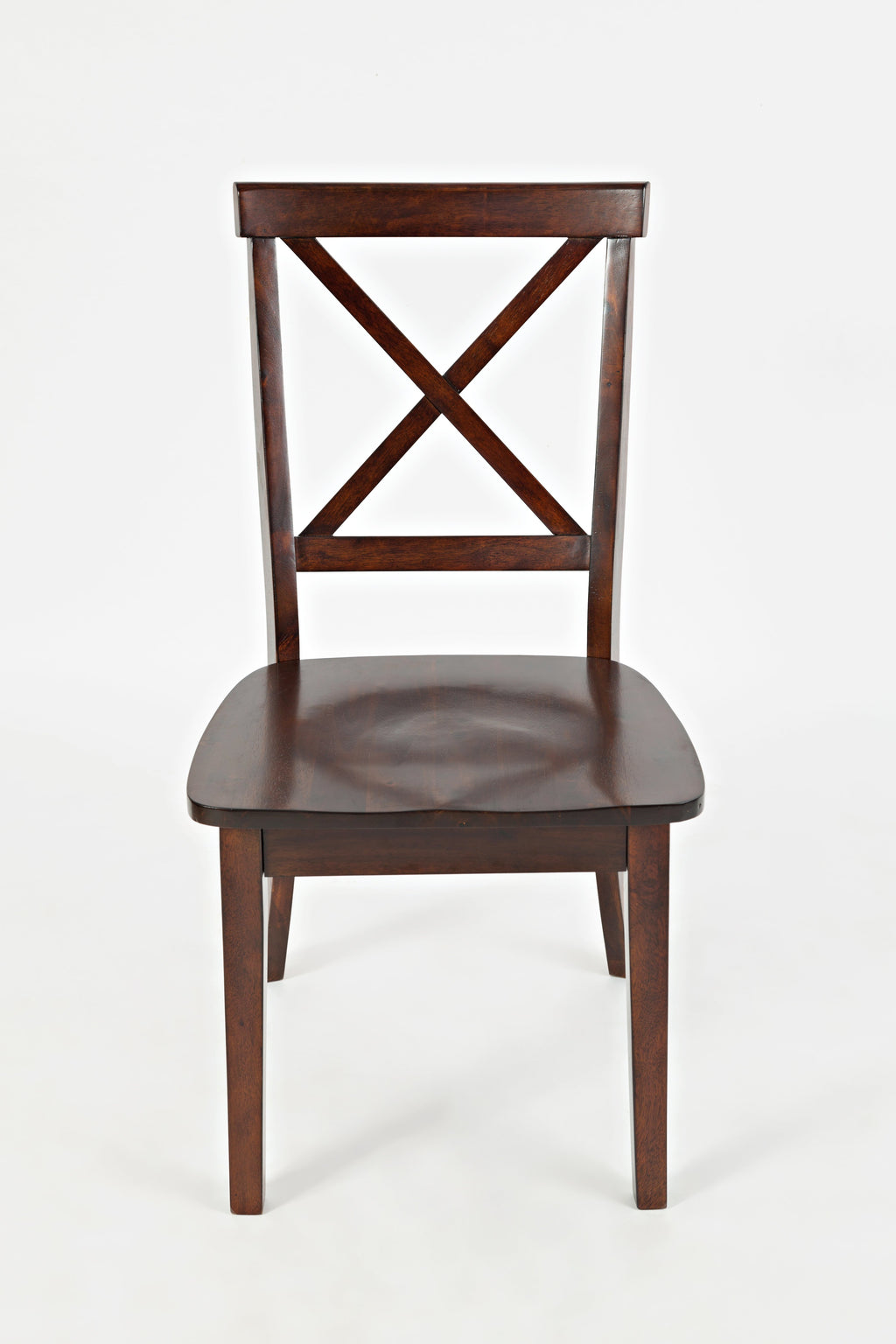 Wooden Dining Chair with "X" Cross Back Design, Set of Two, Espresso Brown