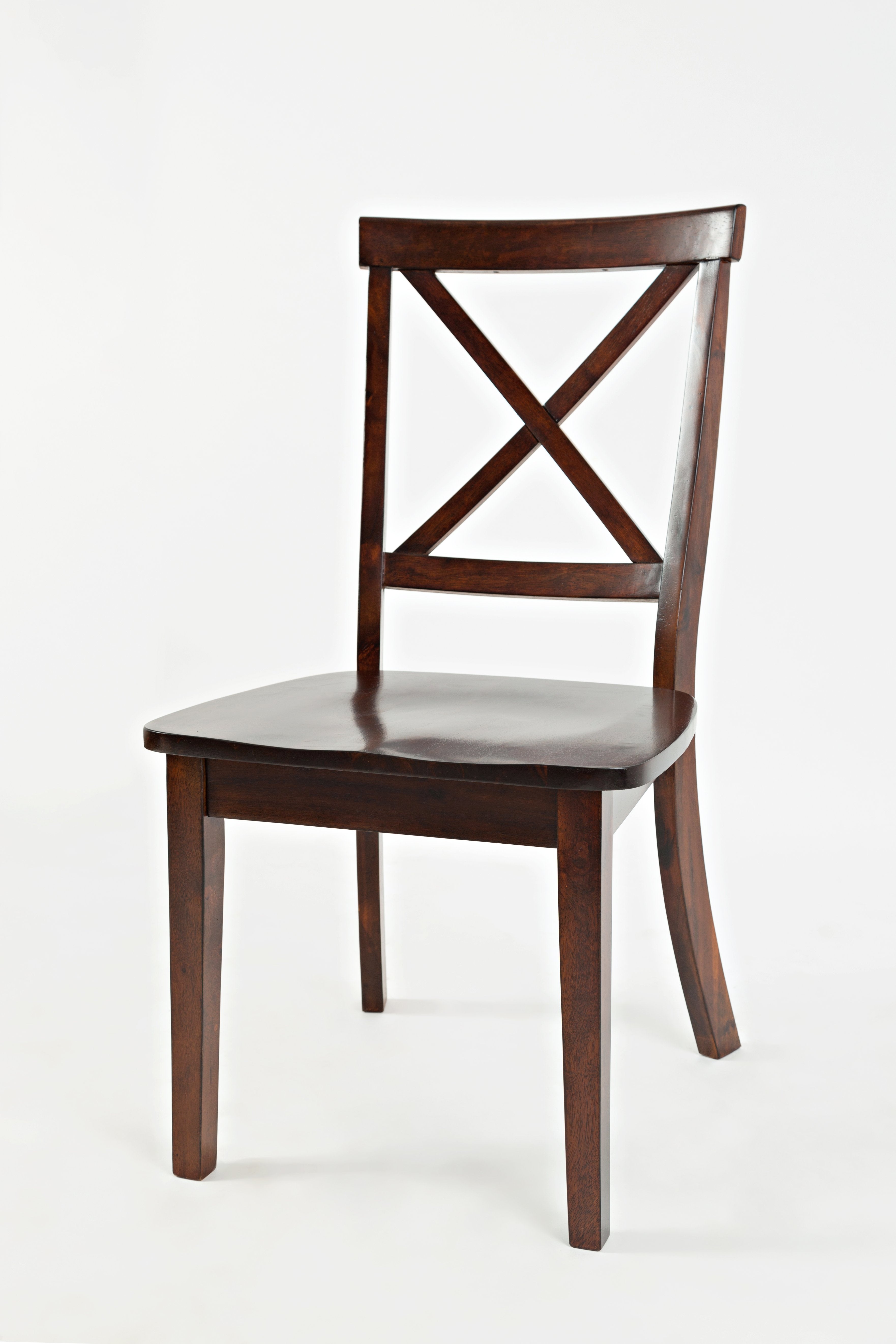 Wooden Dining Chair with "X" Cross Back Design, Set of Two, Espresso Brown