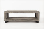 Wood And Metal Cocktail Table With Cutout Bottom, Gray