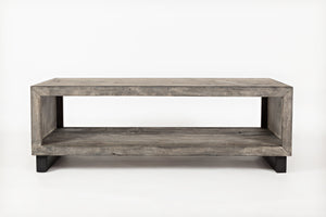 Wood And Metal Cocktail Table With Cutout Bottom, Gray