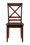 Wooden Chair with 'X' Cross Design Back, Set of Two, Caramel Brown