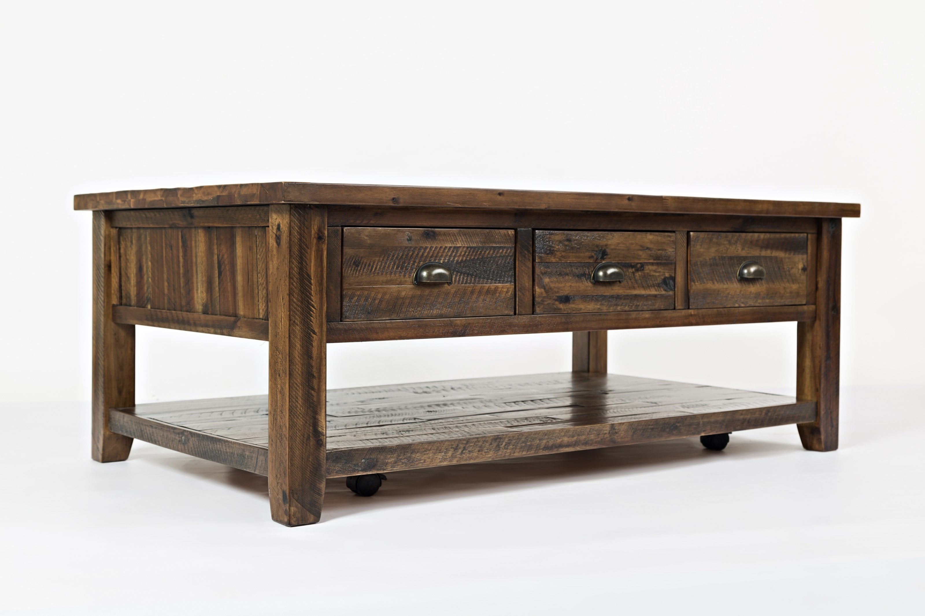 3 Drawer Cocktail Table With Open Shelf Beneath, Dakota Oak