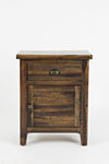 Wooden Accent Table With Drawer and Door Storage,  Oak Brown