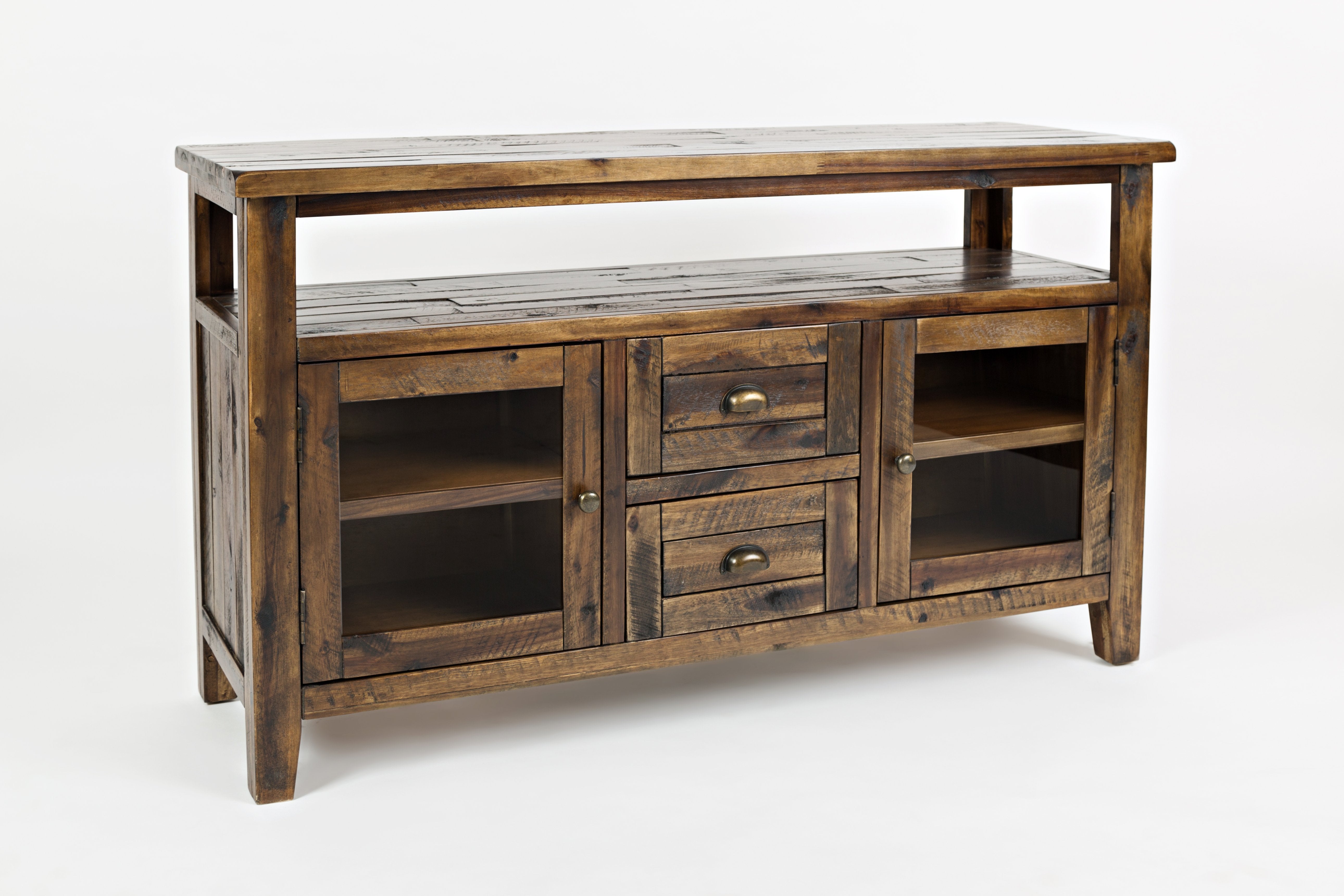 Wooden Storage Console With Spacious Storage, Oak Brown