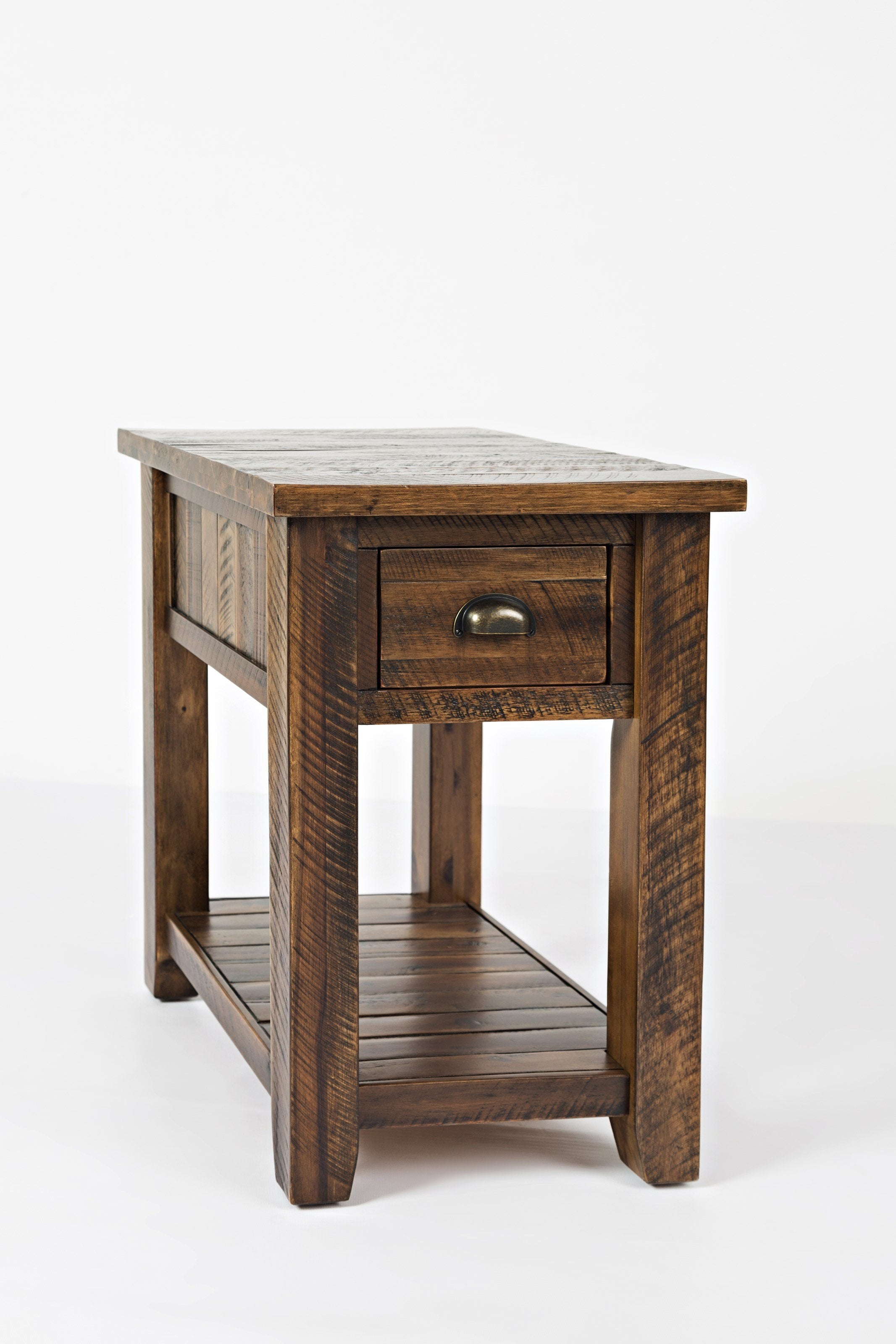 Wooden One Drawer Chairside Table, Dakota Oak Brown