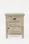 Wooden Accent Table With Spacious Storage, Washed Gray