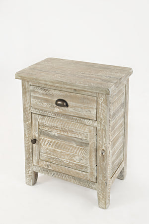 Wooden Accent Table With Spacious Storage, Washed Gray