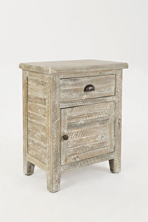 Wooden Accent Table With Spacious Storage, Washed Gray