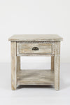 Wooden End Table With Open Shelf, Washed Gray